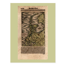 "Holand" - mapa coloreado 1598 manos de Woodblock  Tarjetas Postales