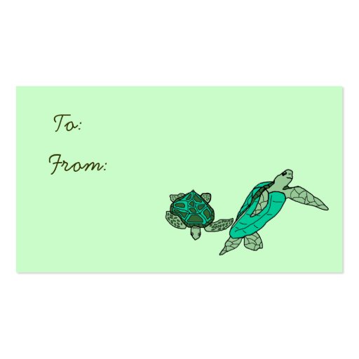 Holding on sea turtles gift tags business card templates (front side)