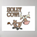 holey cow funny holy cow pun cartoon poster