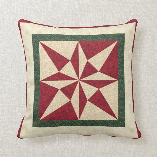 Holiday 8 Star Quilt Design Throw Pillow Zazzle