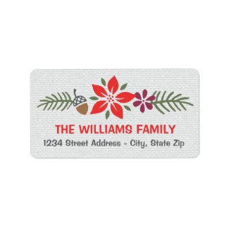 Holiday Address Labels | Poinsettia Design