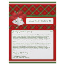 Holiday Annual Newsletter Letterhead: plaid bells
