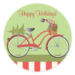 Holiday Bicycle Round Stickers