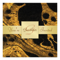 Holiday Black and Gold Ribbon Invitation