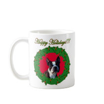 Holiday Boston terrier mug