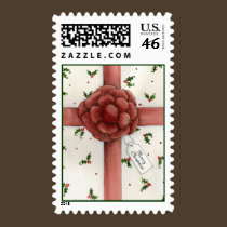 Holiday Bow Christmas Postage Stamp