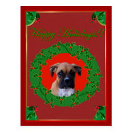 Holiday Boxer puppy postcard