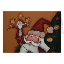 holiday card with tole painted santa on it