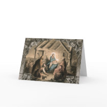 Holiday Card with Vintage Nativity by xmasstore Holiday Card with Vintage Nativity