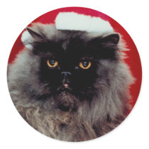 Holiday Cat Round Sticker