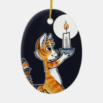 Holiday Cat with a Candle ornaments