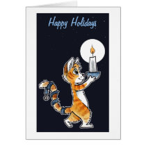 Holiday Cat with a Candle cards