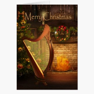 Celtic Harp Christmas Card