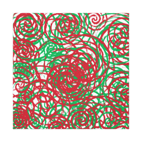 Holiday Chaos Red Green Abstract Swirl Design Stretched Canvas Print