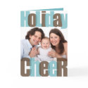 Holiday Cheer blue brown overlay Christmas photo card