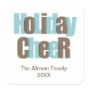 Holiday Cheer blue brown overlay gift tag label sticker