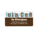 Holiday Cheer blue brown overlay return address label