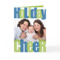 Holiday Cheer blue green overlay Christmas photo card