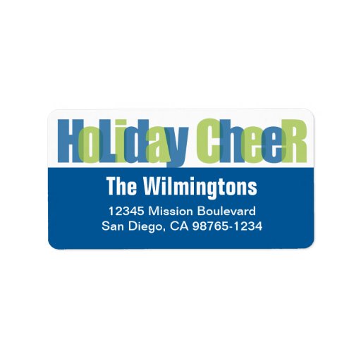 Holiday Cheer blue green overlay return address Custom Address Label