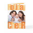 Holiday Cheer orange gold overlay Christmas photo card