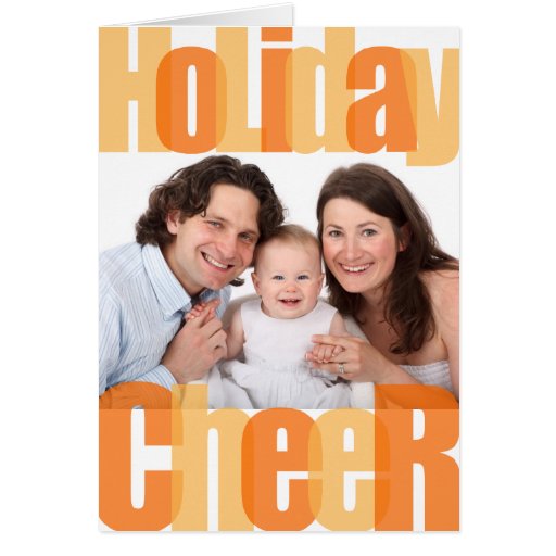 Holiday Cheer orange gold overlay Christmas photo Card