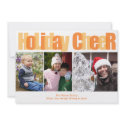 Holiday Cheer orange gold overlay Christmas photo invitation