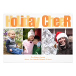 Holiday Cheer orange gold overlay Christmas photo Invitations