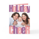 Holiday Cheer pink purple overlay Christmas photo card