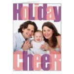 Holiday Cheer pink purple overlay Christmas photo Cards