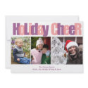 Holiday Cheer pink purple overlay Christmas photo invitation