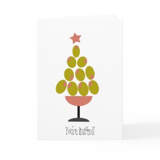 Holiday 'CHEERS!' Olive Tree design card