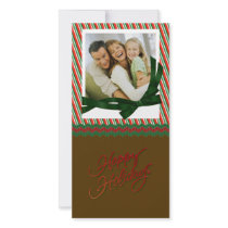 Holiday Chocolate Stripe Photo Card photo cards