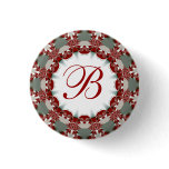 Holiday   Christmas Celebration Monogram Button