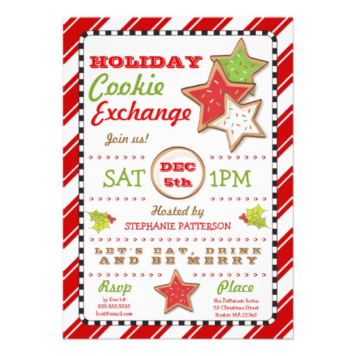 Holiday Christmas Cookie Exchange Invitation (front side)