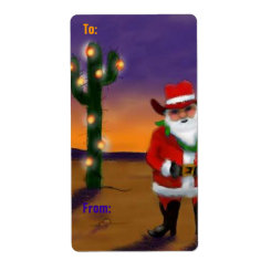 Holiday Christmas Desert Santa cactus Arizona Christmas Gift Labels