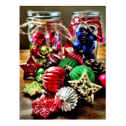 Holiday Christmas Ornaments Mason Jars Postcards