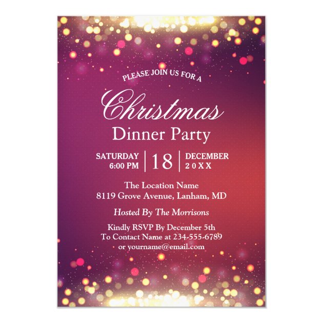Holiday Christmas Party Glitter Gold Bokeh Lights Card (front side)