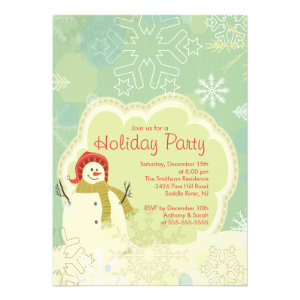 Holiday Christmas Party Invitation SNOWMAN CUTE
