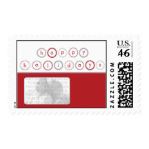 Holiday Circle Banner - Red Square Picture Postage Stamp