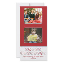 Holiday Circle Banner Squares - Red Personalized Photo Card