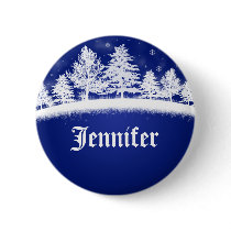 Holiday Company Party Name Tags Blue Button