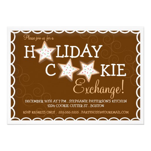 Holiday Cookie Exchange Sugar Cookie Invitation (front side)