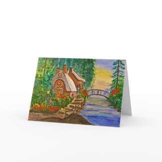 Holiday Cottage Greeting or Note Card card