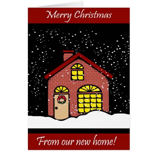 Holiday Cottage Merry Christmas New Address Greeting Card | Zazzle