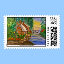 Holiday Cottage Postage Stamp stamps