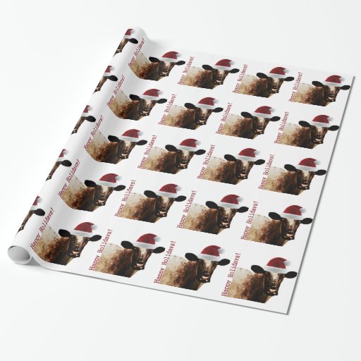 Holiday Cow Wrapping Paper | Zazzle