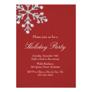Holiday Crystal Snowflake (red) Personalized Announcements