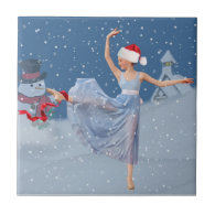 Holiday Dancing Ballerina in Snow Tile tile