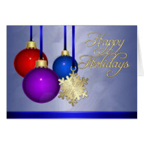 Holiday Decorations Blue Foil Gold Snowflake Card