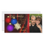 Holiday Decorations Red Silk Gold Photo Card